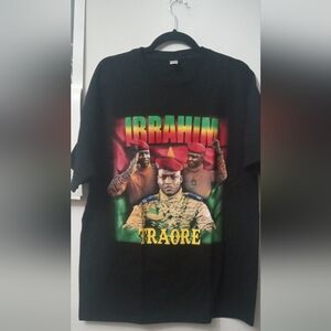 Black T-Shirt  Ibrahim Traore w/ Colorful Graphic